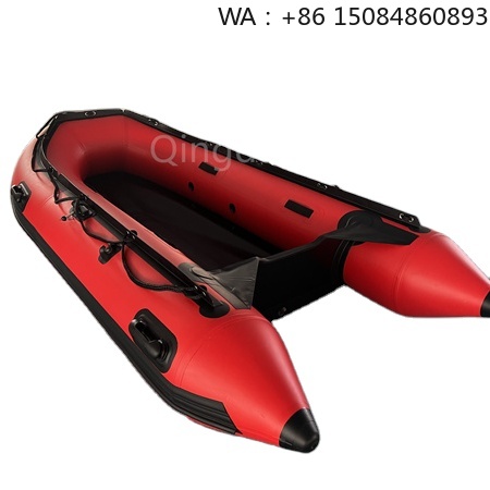 Fishing Boat Inflatable - เรือตกปลาเป่าลมสีแดงรุ่นปี 2025 พื้นอลูมิเนียม ทนทานต่อการสึกหรอ วัสดุ PVC