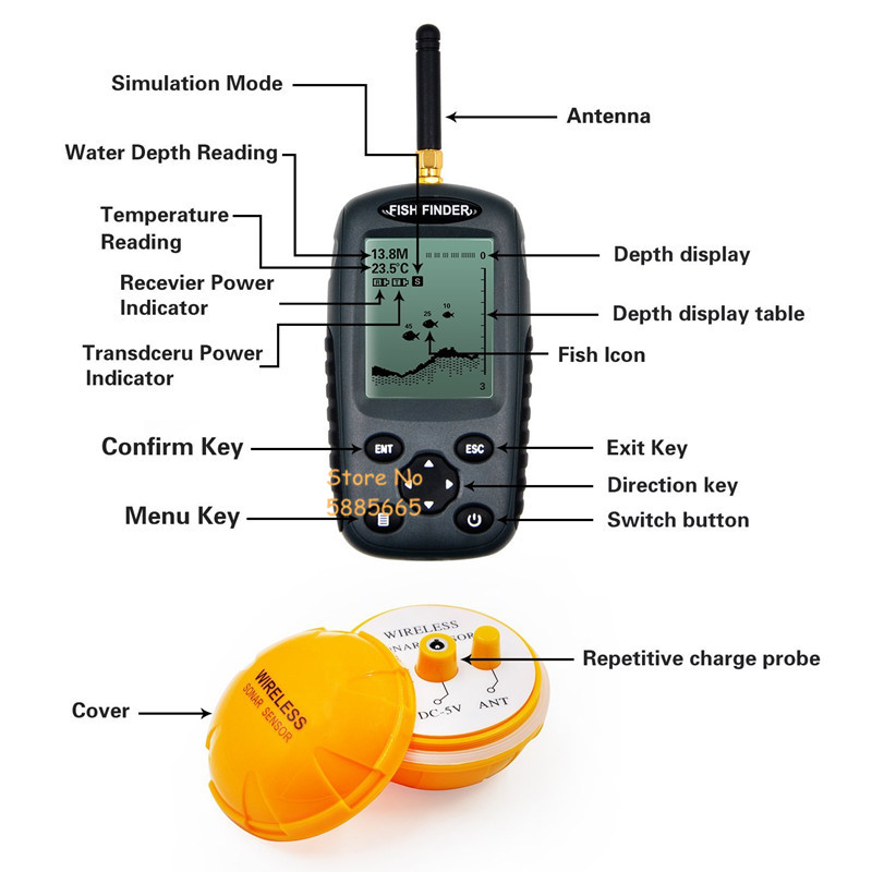 เครื่องหาปลาโซนาร์แบบพกพาอัจฉร - Fishing Boat Depth Finder บทวิจารณ์และราคา