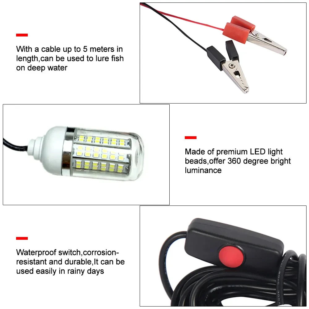 โคมไฟใต้น้ำ12V 15W 108 LED ไฟส - Fishing Boat Depth Finder บทวิจารณ์และราคา