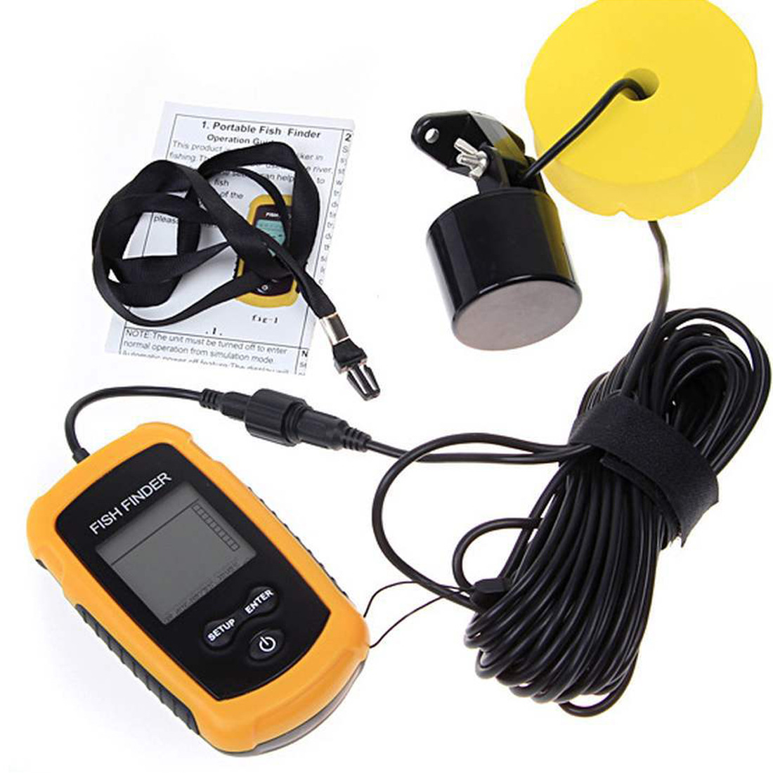 เครื่องตรวจจับปลาแบบพกพา 100 เ - Fishing Boat Depth Finder บทวิจารณ์และราคา