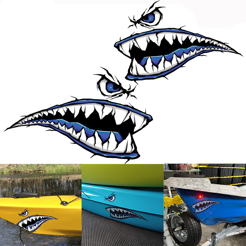 2PCS ฟันฉลามปากเรือสติกเกอร์กั - Fishing Boat Oar บทวิจารณ์และราคา